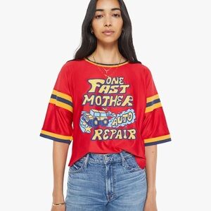 MOTHER Red Graphic Jersey Top